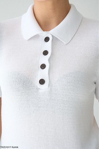 Litesa Women's Polo Neck Buttoned Soft Textured Viscose Sweater