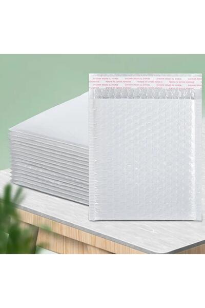 OZN AKSESUAR Bantlı Beyaz Patpatlı Balonlu Kargo Poşeti E Ticaret poşeti 50 Adet 15x20+4