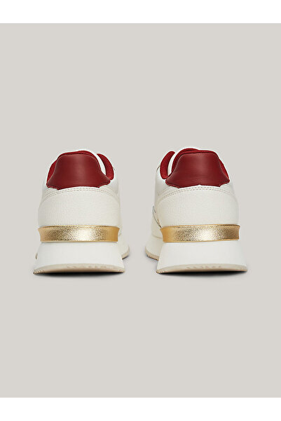 Tommy Hilfiger Kadın Marka Logolu Bağcıklı Kaydırmaz Tabanlı Günlük Beyaz Sneaker FW0FW08203-0F5