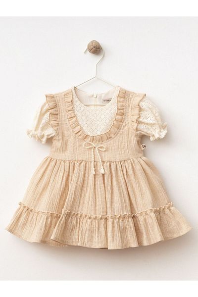 Cherrys Bebek Bow Linen Baby Dress