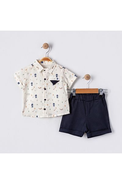 Bulut Baby Baby & Boy Patterned Shirt Short Sleeve Shorts 2 Piece Set