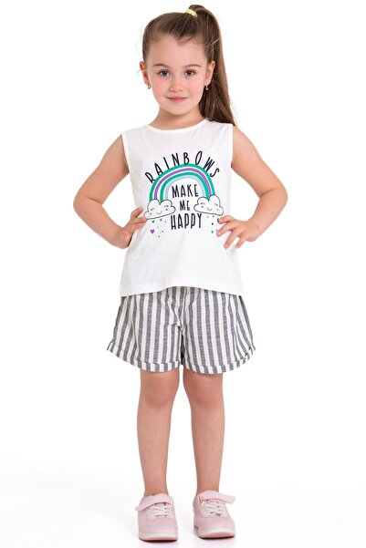 zepkids Шорти для дівчаток з принтом веселки, смугасті, чорного кольору, без рукавів