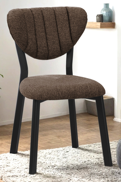 Lumodi Mobilya Elma Mutfak Sandalyesi Keten Kumaş Metal Ayaklı Modern Yemek M...