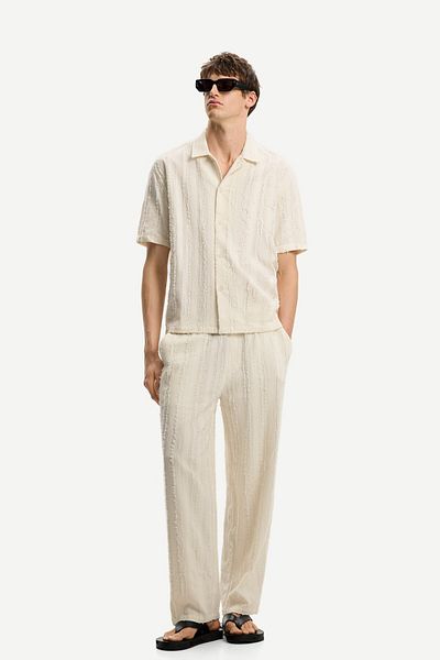 Bershka Textured wide-leg trousers