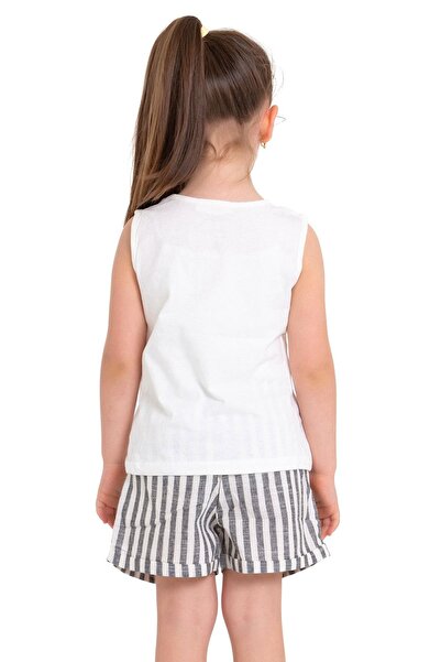 zepkids Шорти для дівчаток з принтом веселки, смугасті, чорного кольору, без рукавів