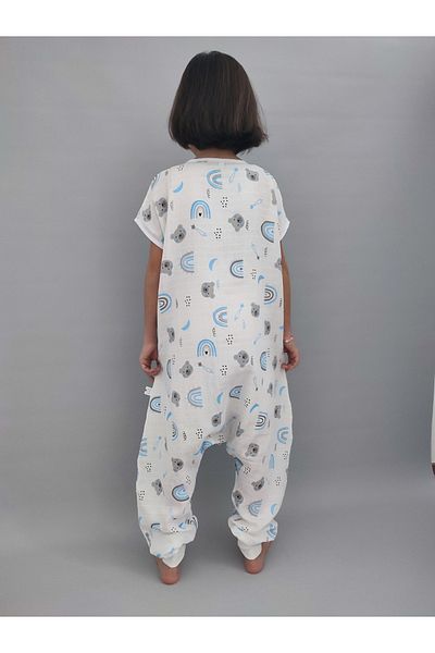 Pamuk Pazen Summer 0.5 Tog 24-28 Degree Baby Sleeping Bag 100% Cotton Teddy Bear Pattern