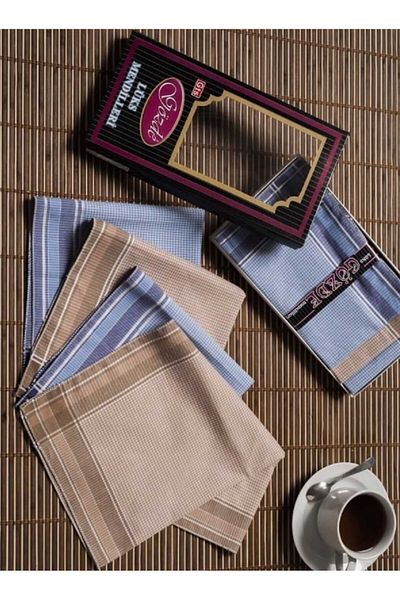 Gözde Black Boxed 42x42 Cm Dozen 12 Pieces Fabric Handkerchief-gm 07
