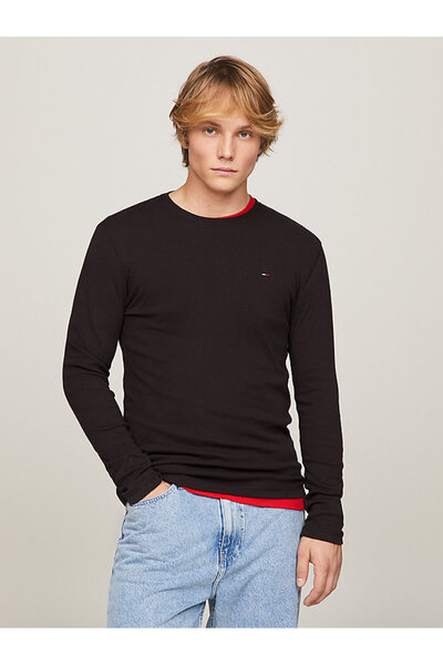 Tommy Hilfiger Erkek Si̇yah T-shirt Dm0dm04409078 Siyah