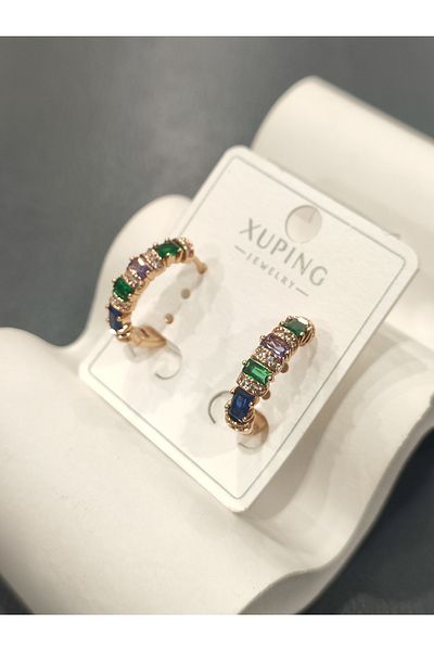 Bijutek Xuping Rose Gold Zircon Stone Vip Series Steel Earrings for Women