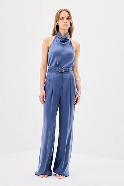 rue Belted High Waist Wide Leg Indigo Trousers
