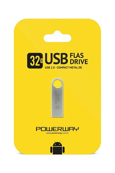 POWERWAY ذاكرة فلاش معدنية بسعة 32 جيجابايت، تصميم معدني، ذاكرة USB، أحدث شرائح البيانات التكنولوجية