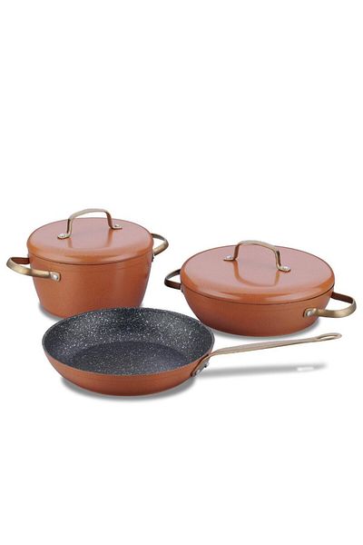 KORKMAZ A2607-1 Vintage 5 Piece Cookware Set Brown