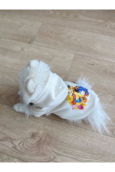 PATİBÖR White Printed Dog Sweatshirt