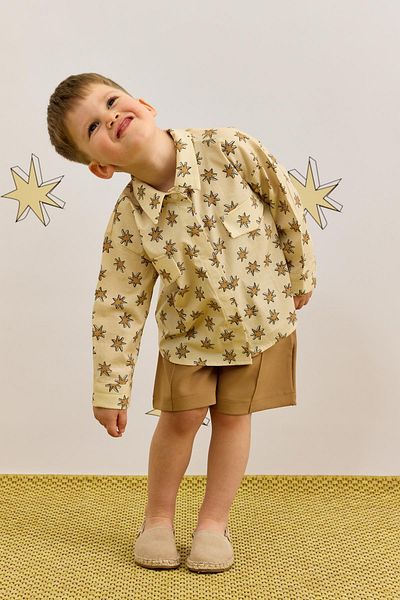 Fahhar Kids Cămașă bej cu model de stele