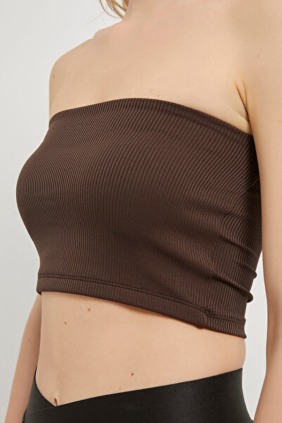 Arma Life Women's Crop Coffee Strapless Bustier with Chest Support