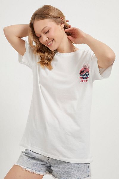 Arma Life Women's Tokyo Front Back Printed Oversize Ecru T-Shirt