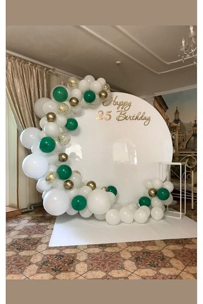 Ezgi Party Store White Green Chrome Gold Transparent Sequin 100 Balloon Chain Ornament Birthday Concept