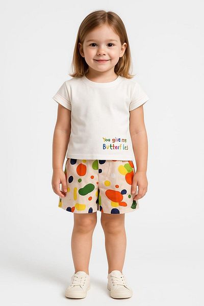 NK Ecru Color Baby Girl Kolorful T-Shirt over 1-4 Years