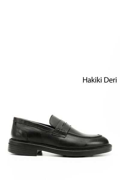 GÖNDERİ(R) Men's Black Genuine Leather Loafer Shoes