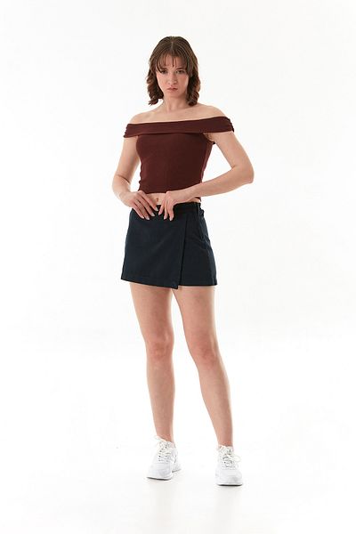Fulla Moda Gabardine Side Zipper Shorts Skirt