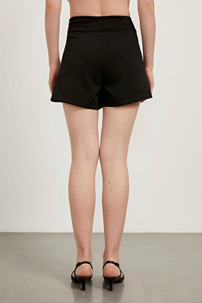 Arma Life Women's Loose Wide Leg High Waist Draped Black Mini Shorts