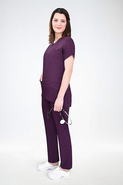Nur Medikal Giyim Unisex Plum Lycra Bottom Top Jersey Team Scrubs