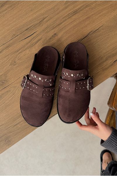 Mupa Shoes Γυναικείες παντόφλες Bitter Brown Suede Model Gx9688 Streetball