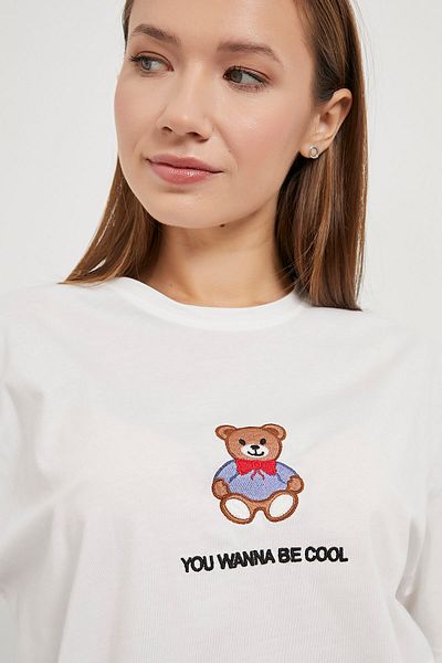 Arma Life Tricou alb oversize cu mânecă scurtă cu model ursuleț pentru femei