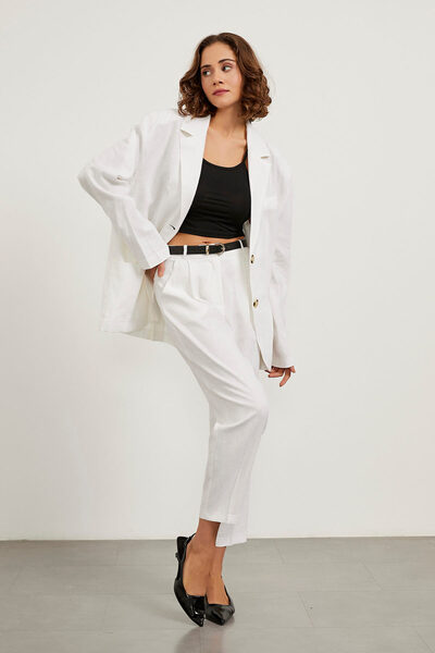 Arma Life Жіночий оверсайз довгий преміум білий лляний піджак