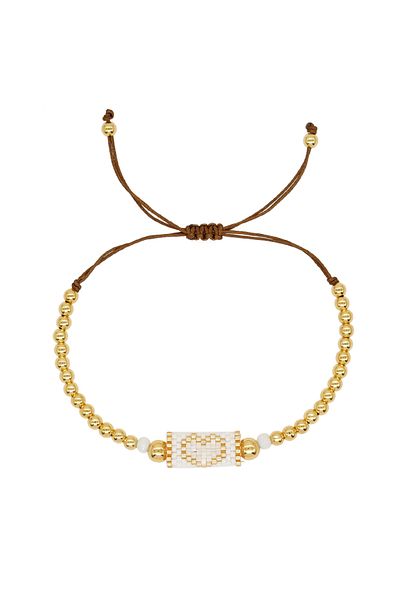 Choice Mi-b23030601f 1pc New In Love Heart Charm Gold Bead Bracelet Boho Fashion Summer Beaded Bracelets Fo