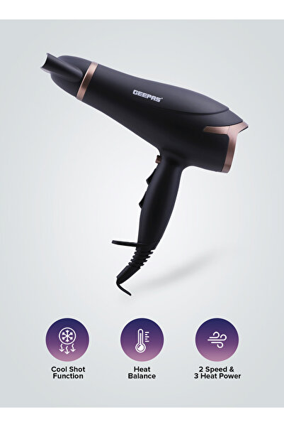 Geepas مجفف شعر/سرعتان/3 درجات حرارة/2200 واط