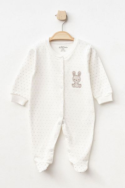 Aziz Bebe Baby Girl Snap Fastener Patterned Booties Jumpsuit 0 Month 6 Month