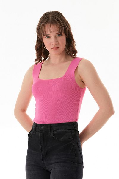 Fulla Moda Βασική μπλούζα πλεκτή με τετράγωνο γιακά