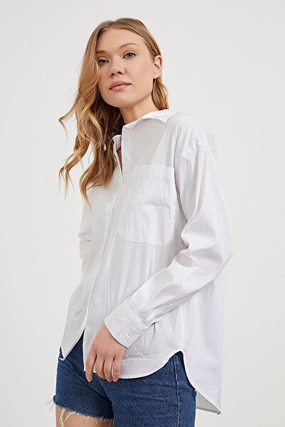 Arma Life Γυναικείο μακρυμάνικο πουκάμισο Basic Oversize σε λευκό χρώμα με τσ...