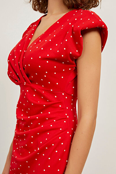 Arma Life Kadın Yazlık Kolsuz Esnek Uzun Kırmızı Büzgü Elbise