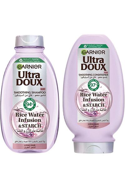 Garnier Ultra Doux Rice Water and Starch Infusion Shampoo, 400 ml + conditioner 360 ml