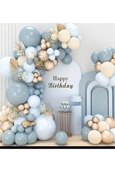 Çemrek Süs Parti Gold Krom Detaylı Fırtına Cam mavi Ten Rengi Mavi Balon Zinc...