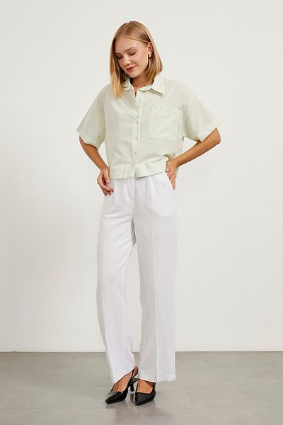 Arma Life Cămașă verde crop oversize cu mânecă scurtă pentru femei