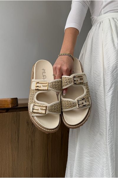 Mupa Shoes ΜΠΕΖ Γυναικείες Ψάθινες Παντόφλες