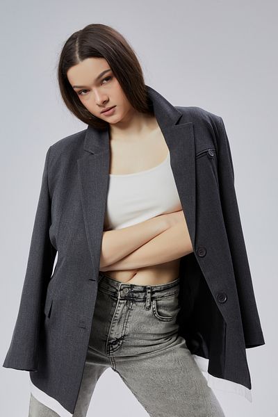 Bolivente Μακρύ μπλέιζερ Anthracite Oversize
