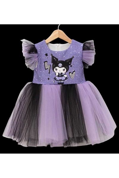 AZRA ÇOCUK GİYİM Tuell Children's Dress - Kuromi Printed for Ages 3/10