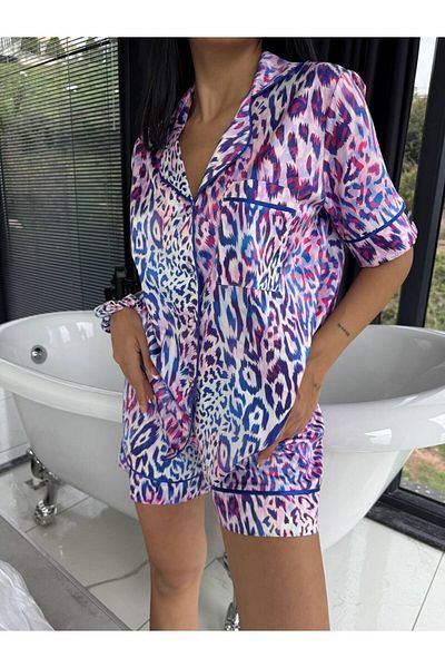 COCCOLARSI Silk Satin Pajama Set with Shorts-S