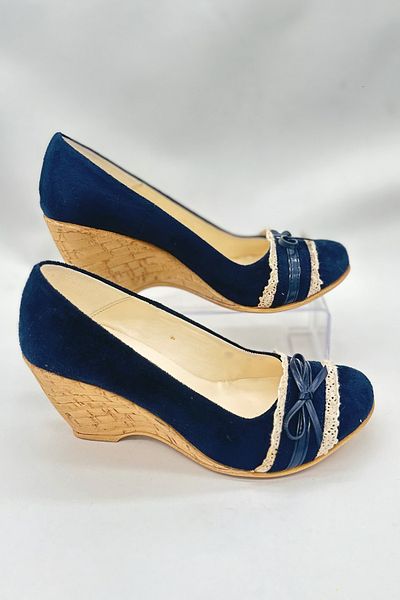 SWORD Summer Shoes - Cream Wedge Heeled Bow Detailed Comfortable High Heeled Women's Shoes