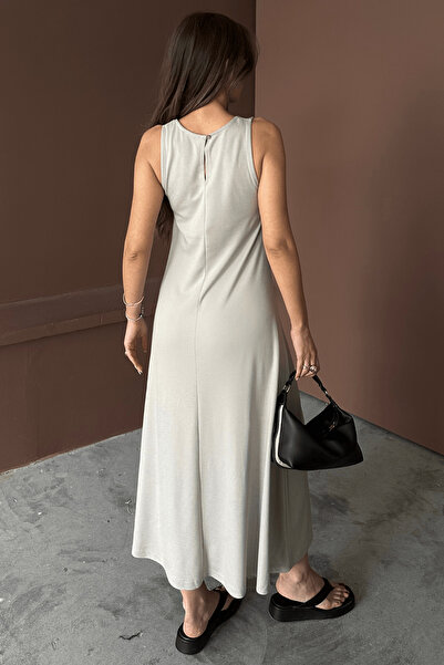 Paw Garage Γυναικείο φόρεμα Eleanor Beige Modal Pique Maxi Καλοκαιρινό Φόρεμα