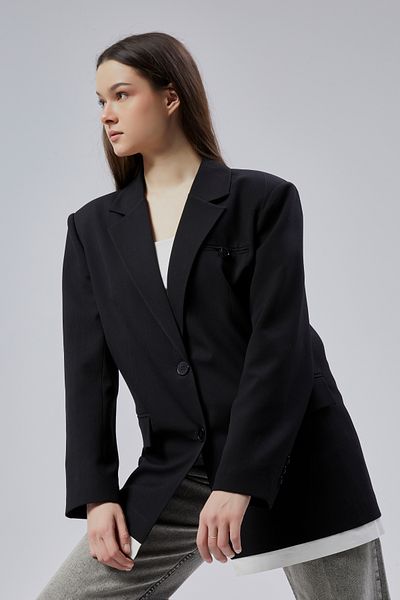 Bolivente Black Oversize Long Blazer Jacket