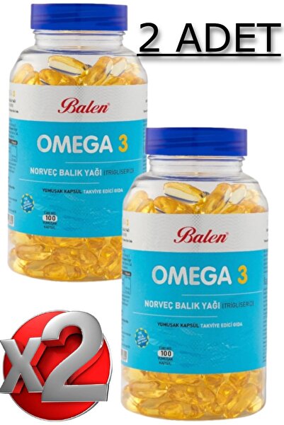 Balen 2 Adet Omega 3 Norveç Balık Yağı (trigiliserid) Yumuşak Kapsül 100 adet 1380 Mg