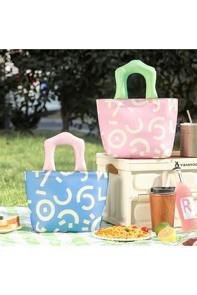 GlassySKY Colorful Insulated Lunch Bag for Office Workers - Picnic - School - Work (Snap Closure)