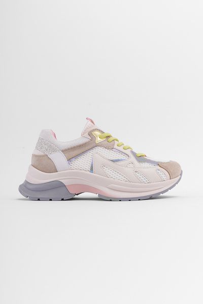 SHOEMARK Zena Bej Sim Detaylı Yeşil Bağcıklı Günlük Kadın Sneaker