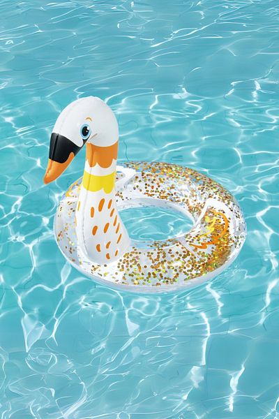 craftivio 3-6 Years Old Swan Figured Bagel Glitter Inflatable Sea Pool Children's Swimming Ring 61 cm New Season