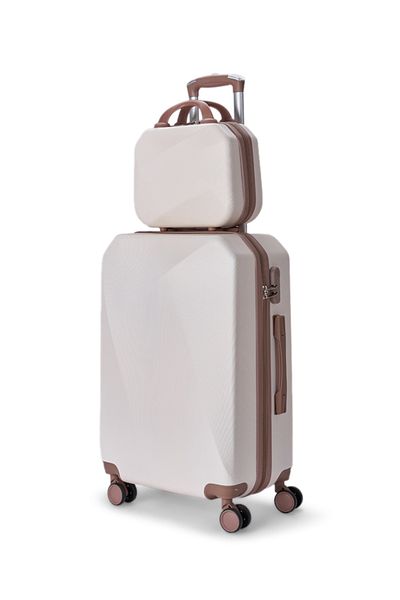 LİMRA 6-piece hard-sided luggage set with wheels, beige/gold